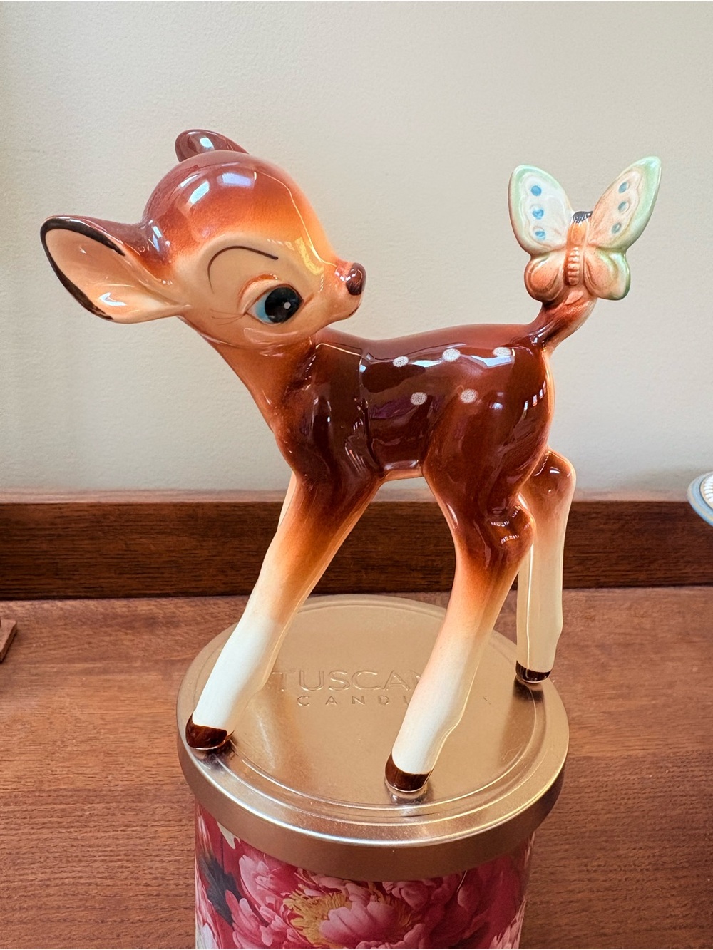 Antique Disney Bambi 🦌 with Butterfly 🦋 on Tail Figurine Porcelain 5 1/2”